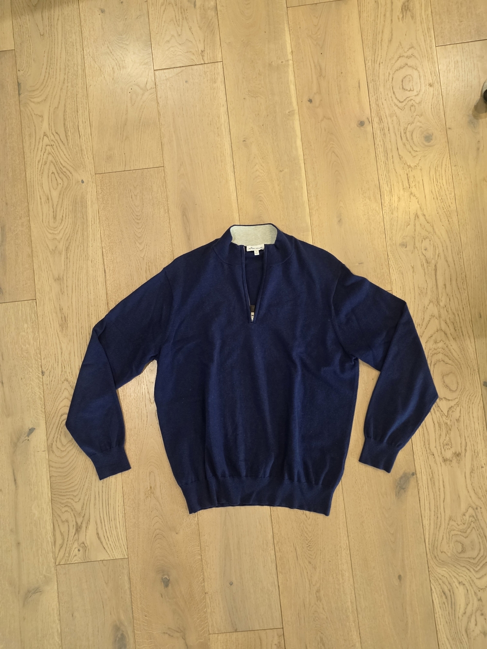 Peter Millar Navy Quarter-Zip Sweater with Contrast Neck